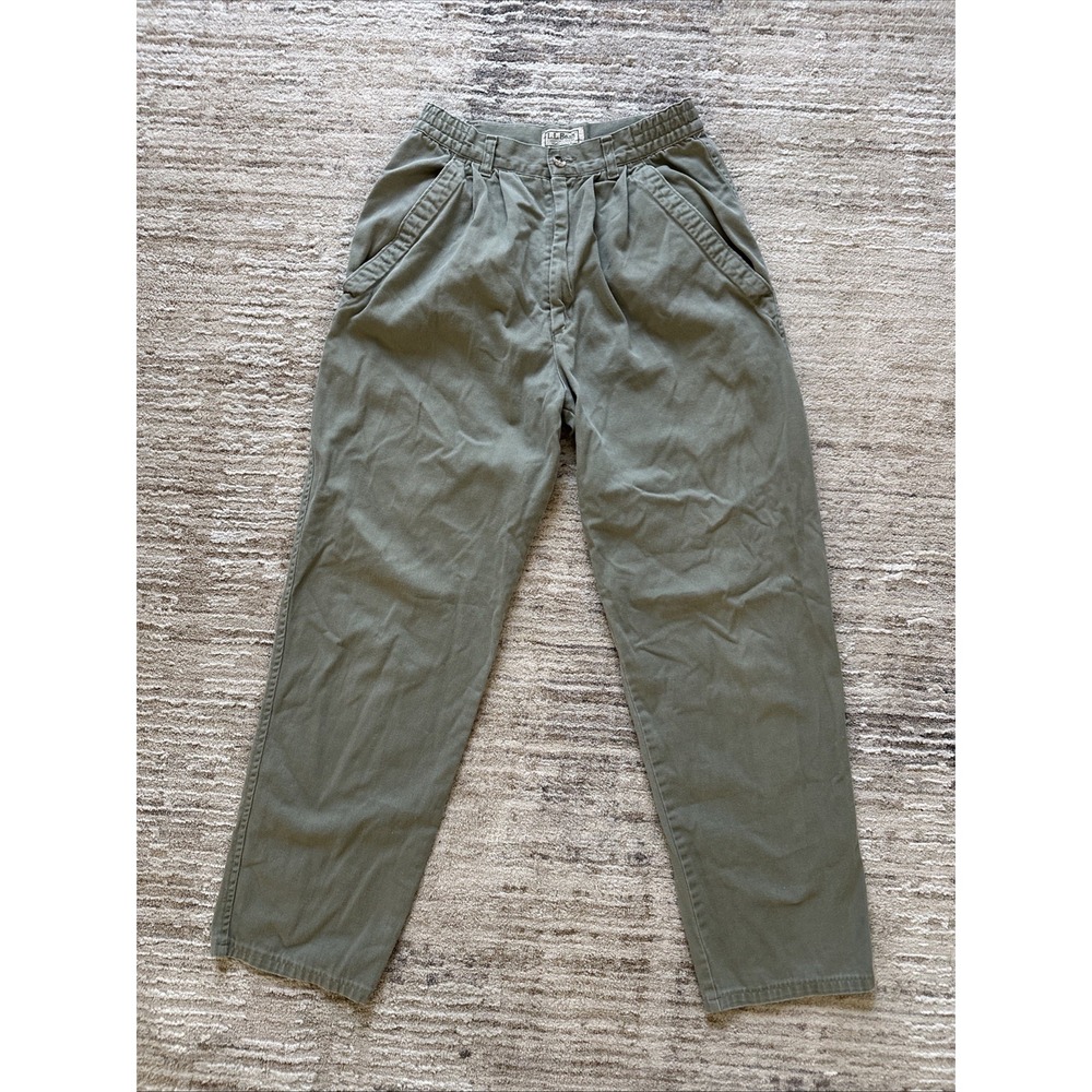 LL Bean Pants Women Green Size 8 Straight Leg 100%Cotton Late 80s/90s VINTAGE